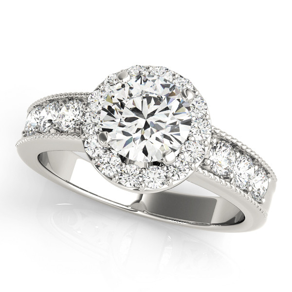 Kamya Natural White Gold Halo Diamond Ring