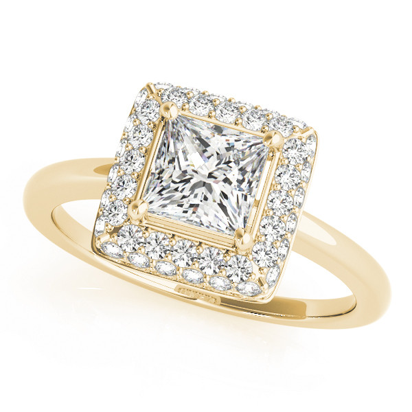 Lori Natural Yellow Gold Halo Diamond Ring