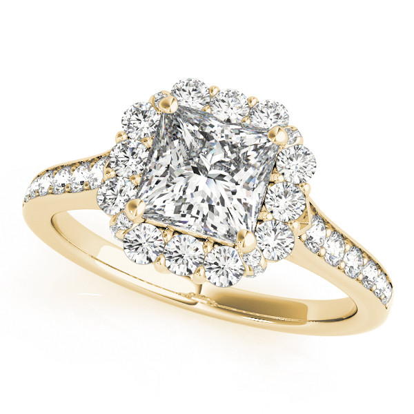 Joan Natural Yellow Gold Halo Diamond Ring