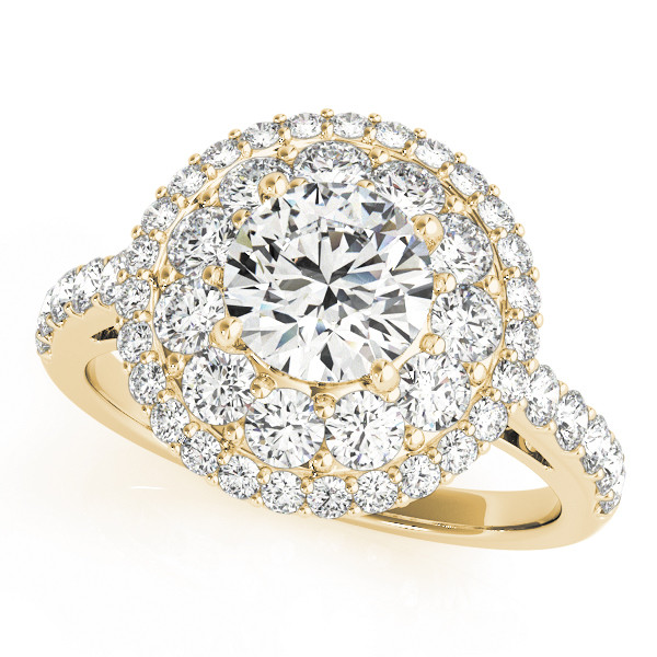 Kaely Natural Yellow Gold Halo Diamond Ring