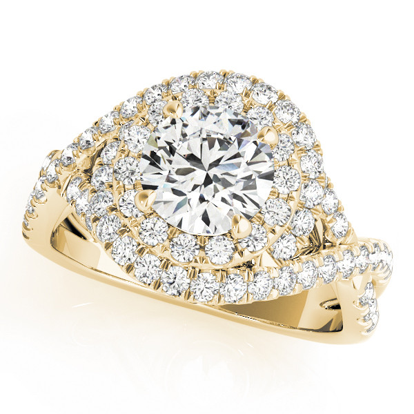 Leonora Natural Yellow Gold Halo Diamond Ring