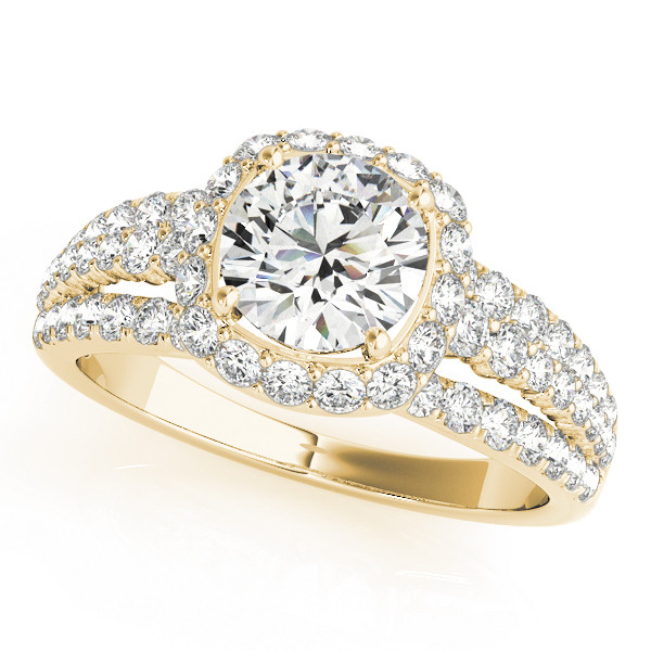 Lanie Natural Yellow Gold Halo Diamond Ring