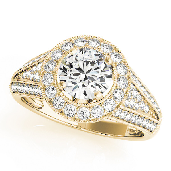 Kaleigh Natural Yellow Gold Halo Diamond Ring