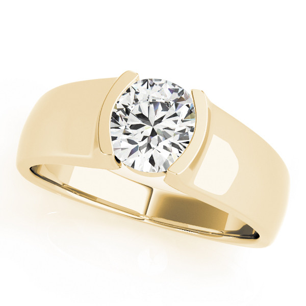 Maisy Lab Grown Yellow Gold Half Bezel Solitaire Diamond Ring