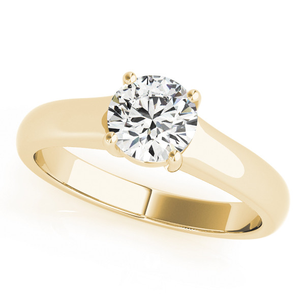 Maliah Natural Yellow Gold 4 Prong Solitaire Diamond Ring