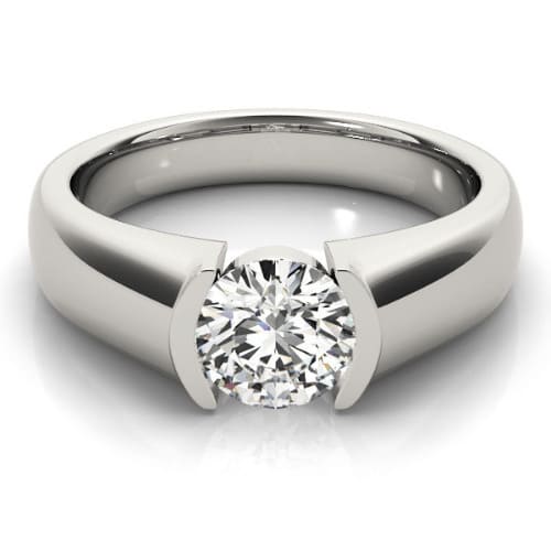 Mollie Natural Half Bezel Solitaire Diamond Ring