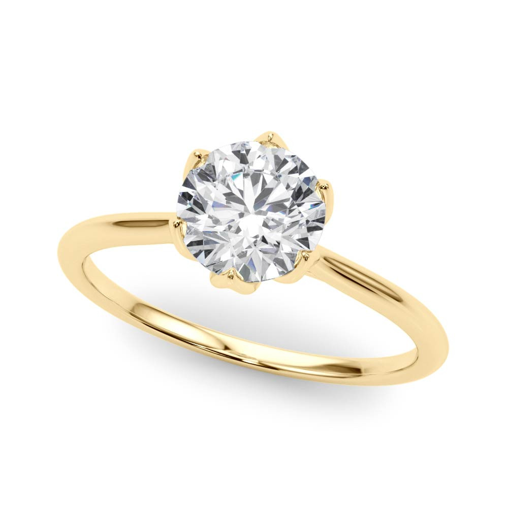 Minnie Lab Grown Yellow Gold V Prong Solitaire Diamond Ring
