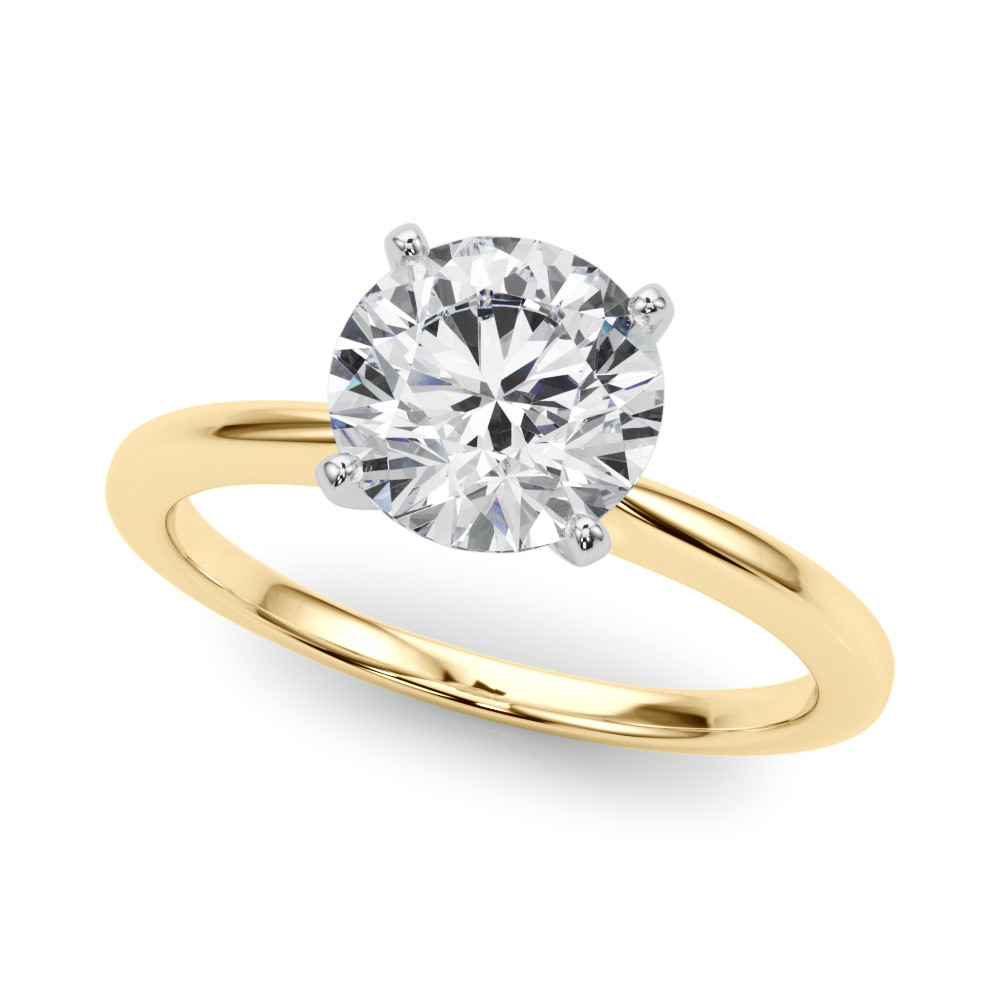 Kenslay Lab Grown Yellow Gold 4 Prong Solitaire Diamond Ring