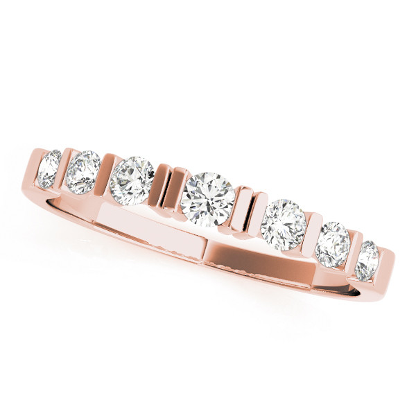 Lab Grown Rose Gold Bar-Set 7 Stone Diamond Ring