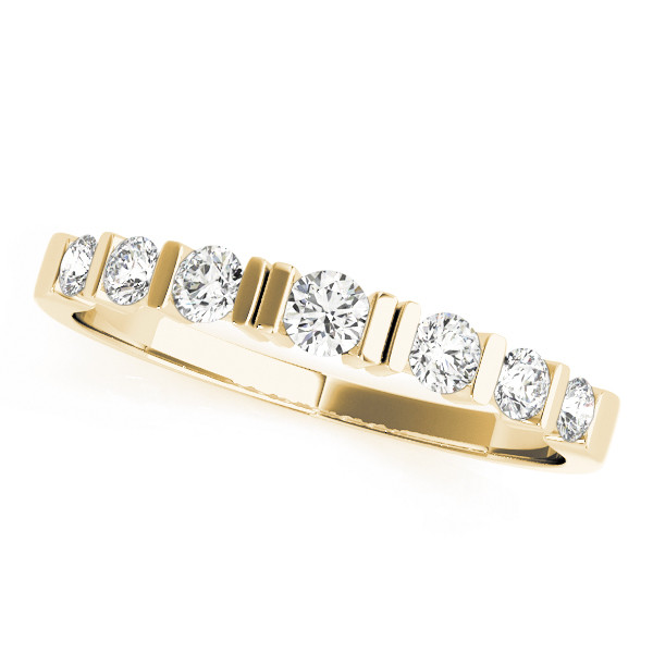 Lab Grown Yellow Gold Bar-Set 7 Stone Diamond Ring