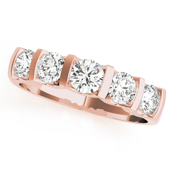 Lab Grown Rose Gold Bar-Set 5 Stone Diamond Ring