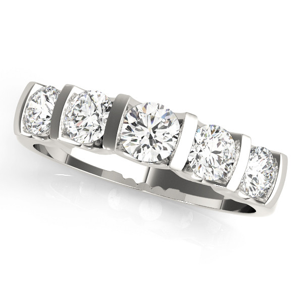 Lab Grown Bar-Set 5 Stone Diamond Ring