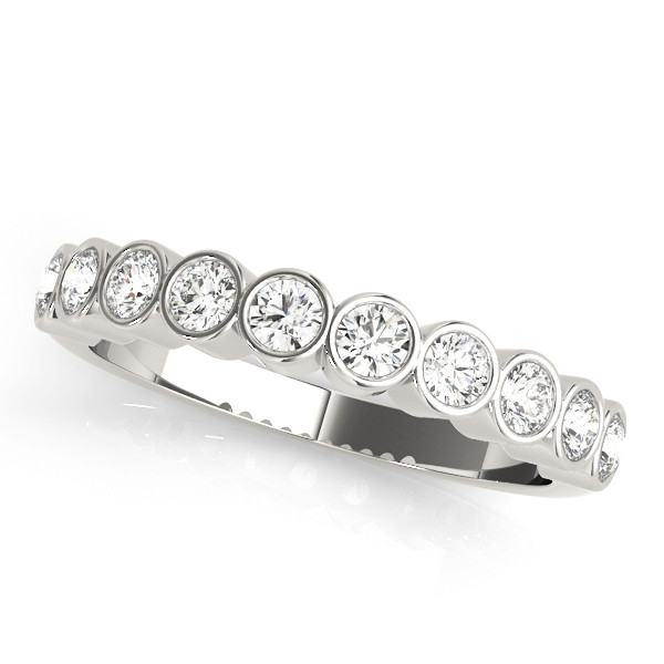 Lab Grown Silver Bezel-Set Half Eternity Diamond Ring
