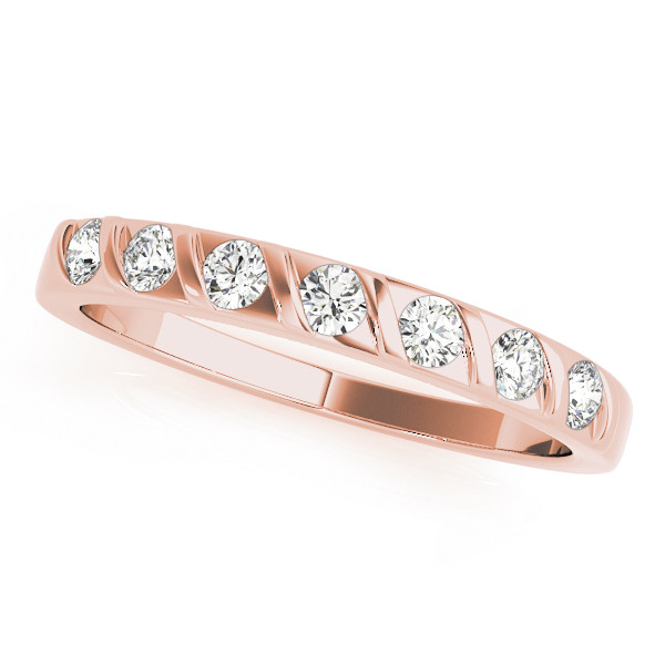 Lab Grown Rose Gold Bar-Set 7 Stone Diamond Ring