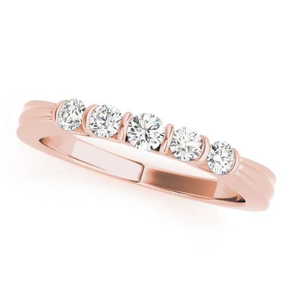Lab Grown Rose Gold Bar-Set 5 Stone Diamond Ring