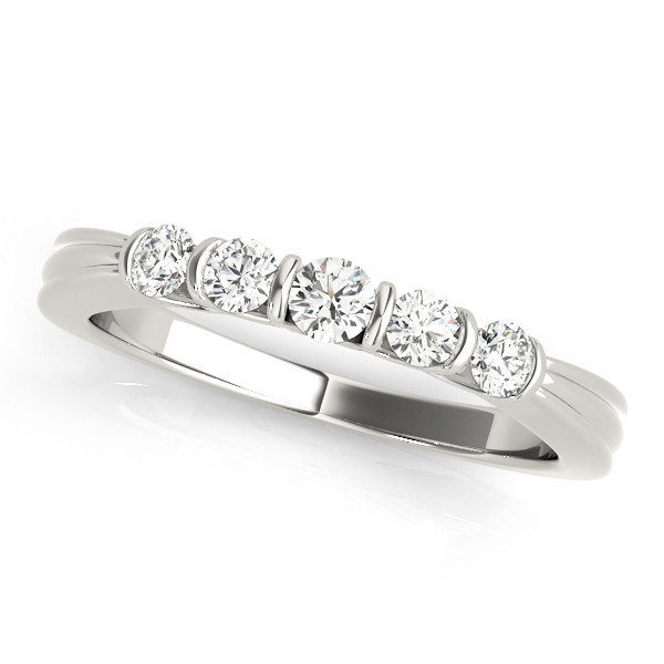 Lab Grown Bar-Set 5 Stone Diamond Ring