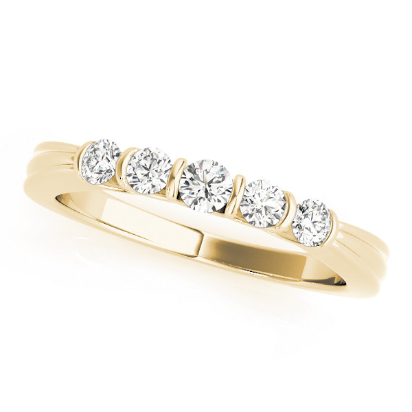 Lab Grown Yellow Gold Bar-Set 5 Stone Diamond Ring