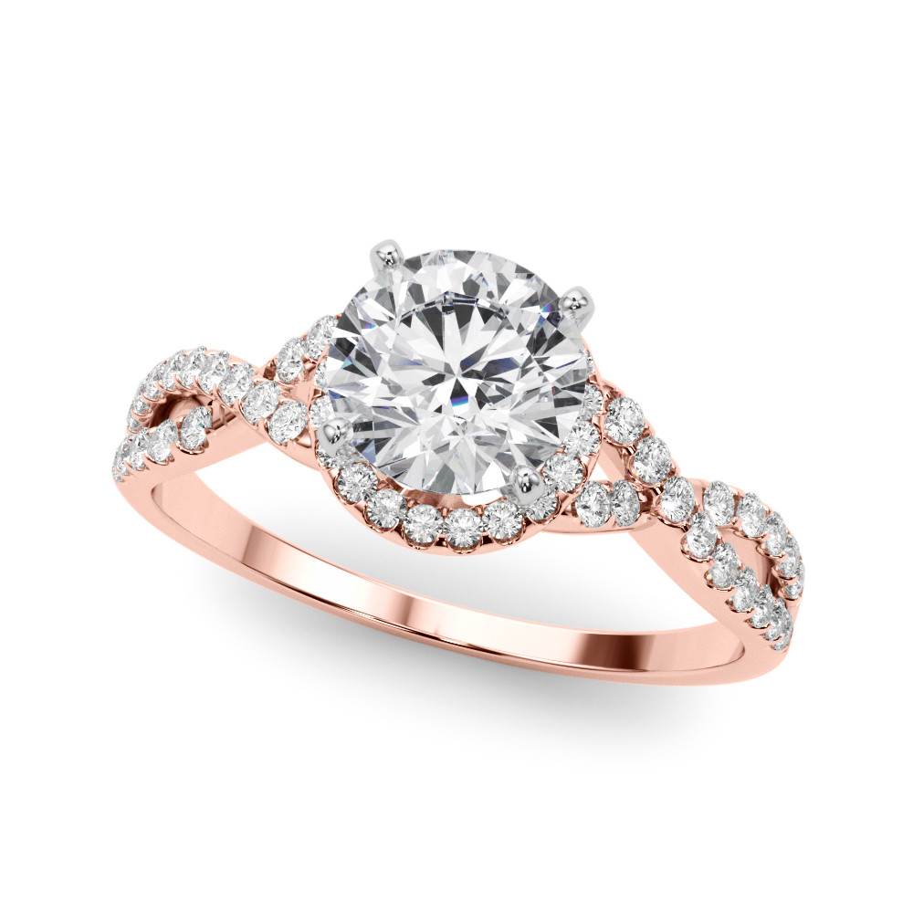 Nyari Lab Grown Rose Gold 4 Prong Side Stone Diamond Ring
