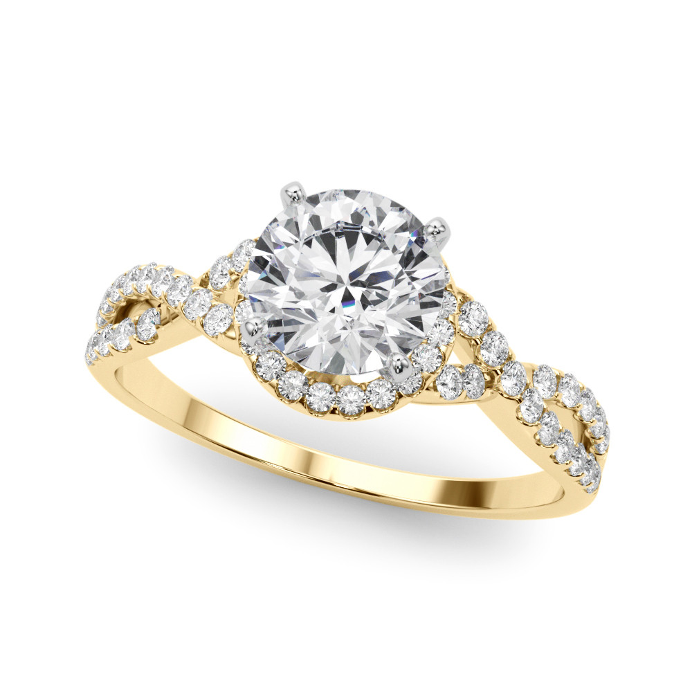 Nyari Lab Grown Yellow Gold 4 Prong Side Stone Diamond Ring