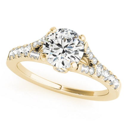 Kashvi Lab Grown Yellow Gold 4 Prong Side Stone Diamond Ring