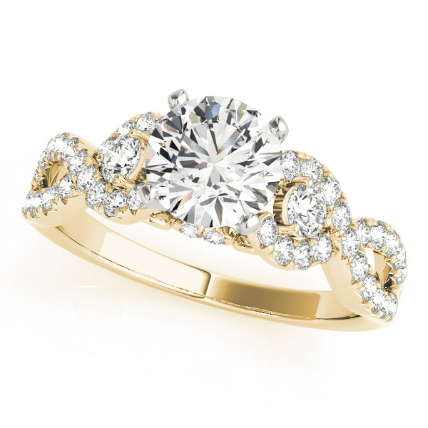 Joanie Lab Grown Yellow Gold 4 Prong Side Stone Diamond Ring