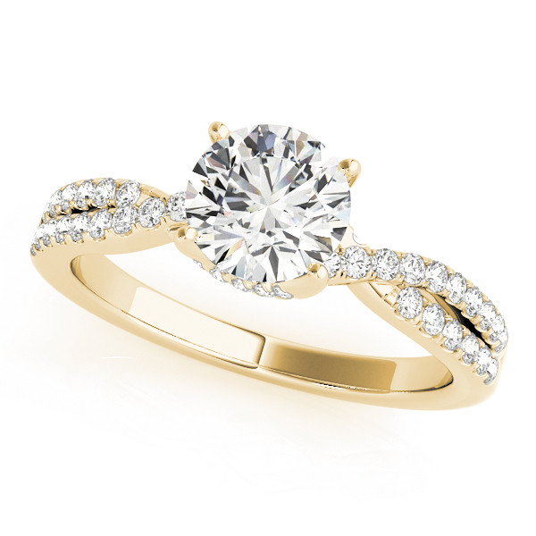 Kameron Lab Grown Yellow Gold 4 Prong Side Stone Diamond Ring