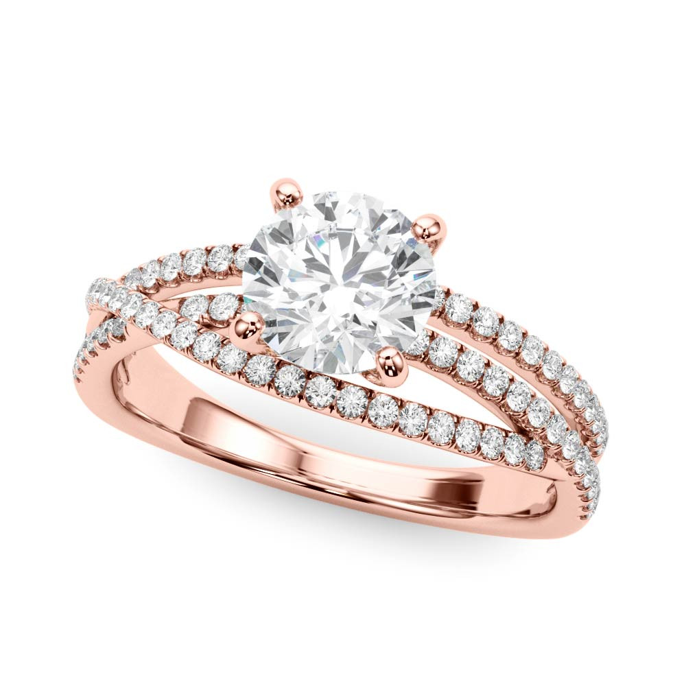 Kamyla Lab Grown Rose Gold 4 Prong Side Stone Diamond Ring