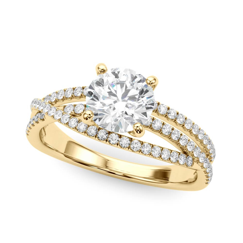 Kamyla Lab Grown Yellow Gold 4 Prong Side Stone Diamond Ring
