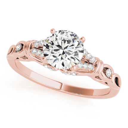Aliya Lab Grown Rose Gold 4 Prong Side Stone Diamond Ring