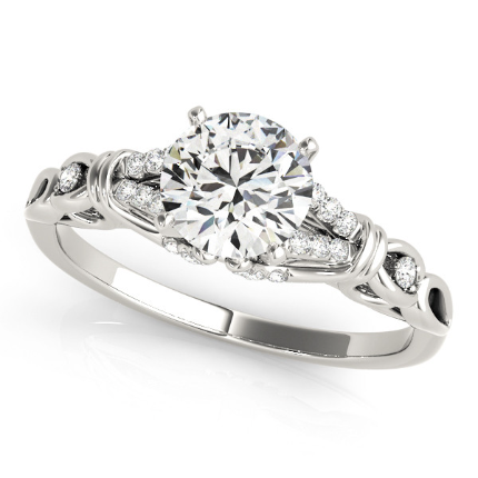 Aliya Lab Grown 4 Prong Side Stone Diamond Ring