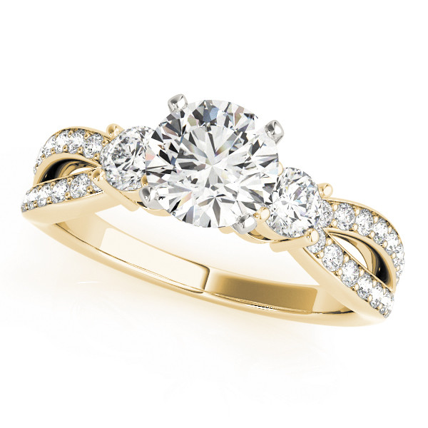 Karson Lab Grown Yellow Gold 4 Prong Side Stone Diamond Ring