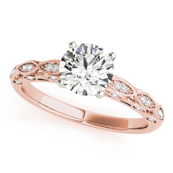 Lenny Lab Grown Rose Gold 4 Prong Side Stone Diamond Ring