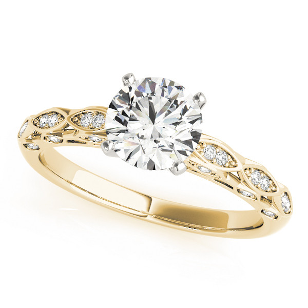 Lenny Lab Grown Yellow Gold 4 Prong Side Stone Diamond Ring