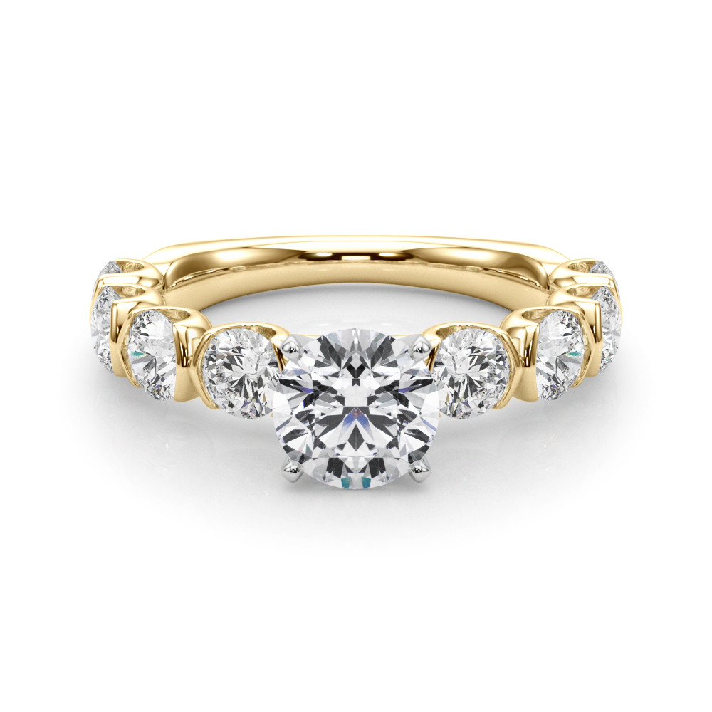 Ronitta Lab Grown Yellow Gold Side Stone Diamond Ring