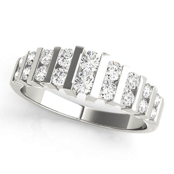 Lab Grown Silver Bar-Set  Diamond Ring