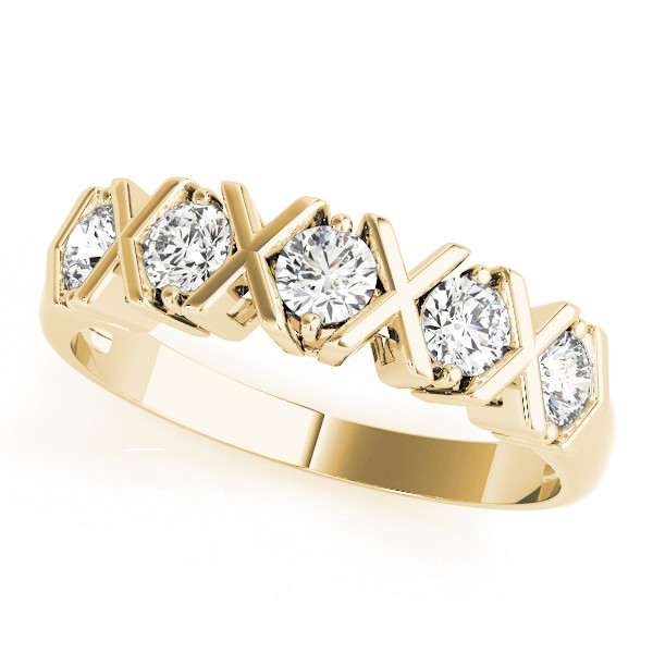 Lab Grown Bar-Set 5 Stone Diamond Ring