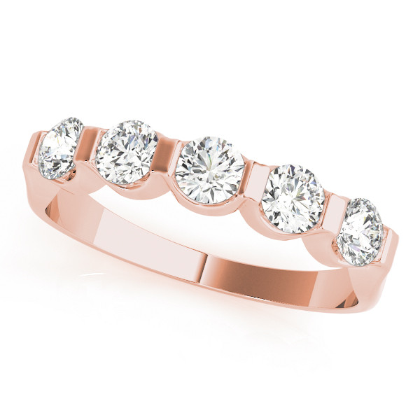 Lab Grown Rose Gold Bar-Set 5 Stone Diamond Ring