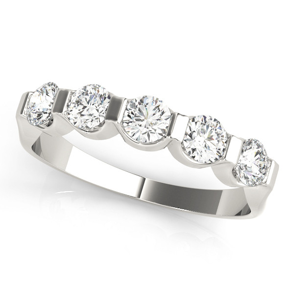 Lab Grown Bar-Set 5 Stone Diamond Ring