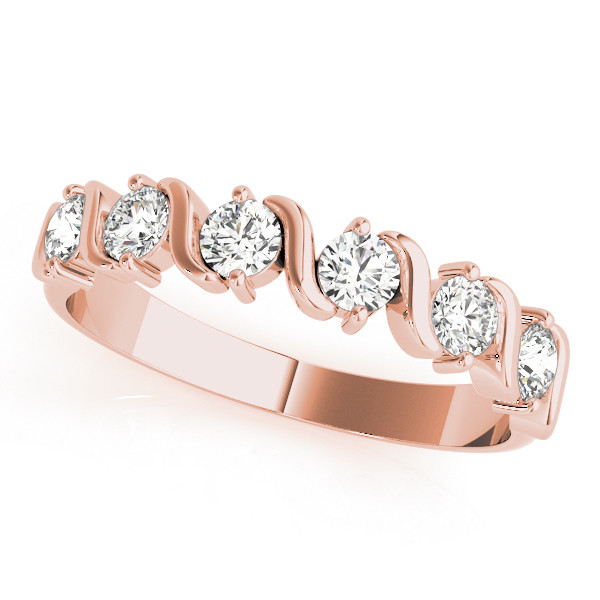 Lab Grown Rose Gold Bar-Set 5 Stone Diamond Ring