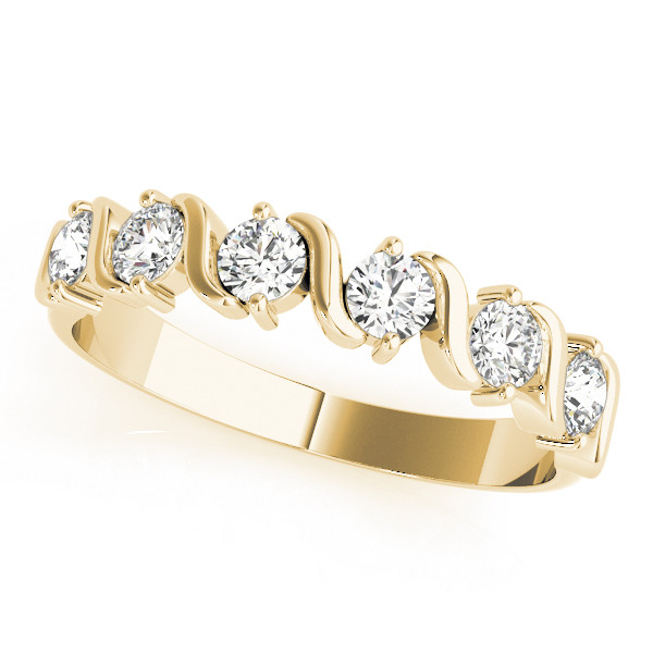 Lab Grown Yellow Gold Bar-Set 5 Stone Diamond Ring