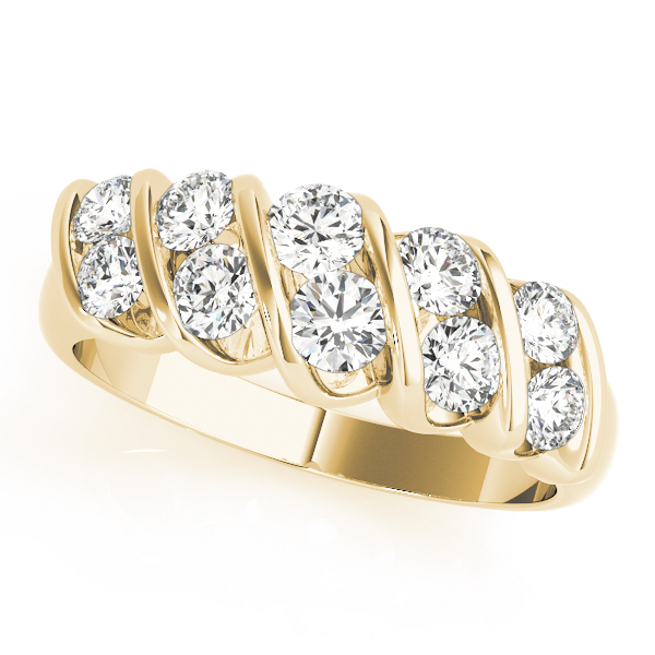 Lab Grown Yellow Gold Bar-Set 5 Stone Diamond Ring