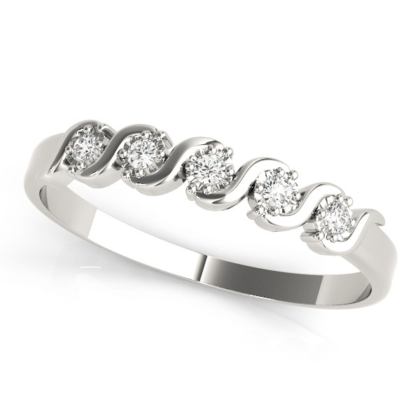 Lab Grown Silver Bar-Set 5 Stone Diamond Ring