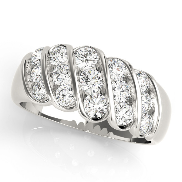 Lab Grown Silver Bar-Set Half Eternity Diamond Ring