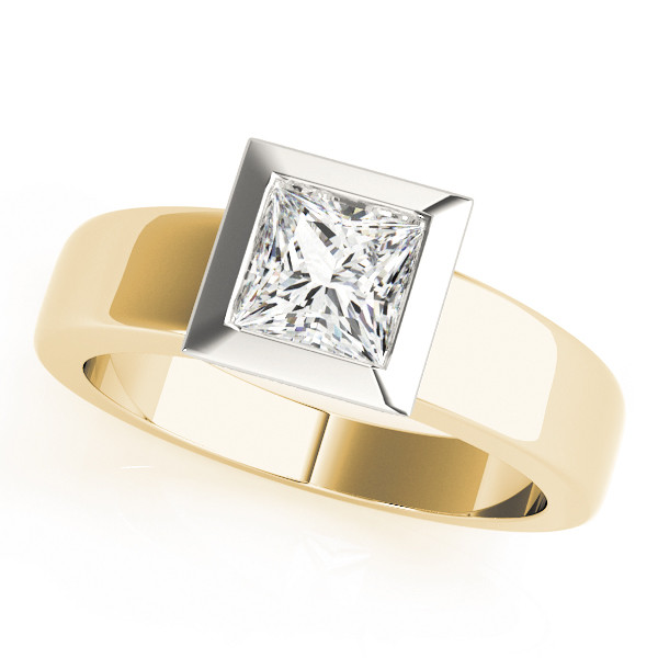 Zavi Lab Grown Diamond Yellow Gold Bezel Classic Solitaire Engagement Ring
