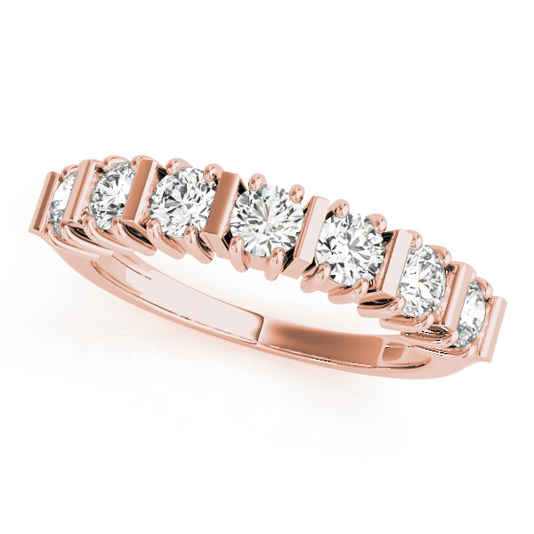 Lab Grown Rose Gold Bar-Set 7 Stone Diamond Ring