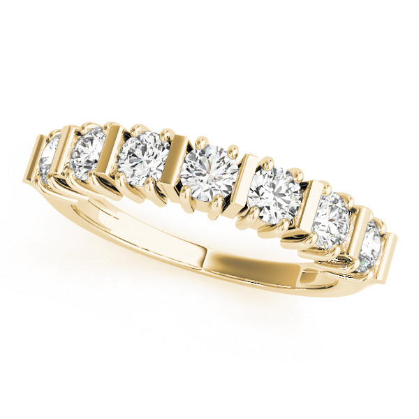 Lab Grown Yellow Gold Bar-Set 7 Stone Diamond Ring