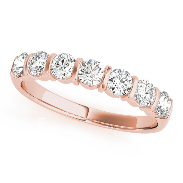Lab Grown Rose Gold Bar Set 7 Stone Diamond Ring