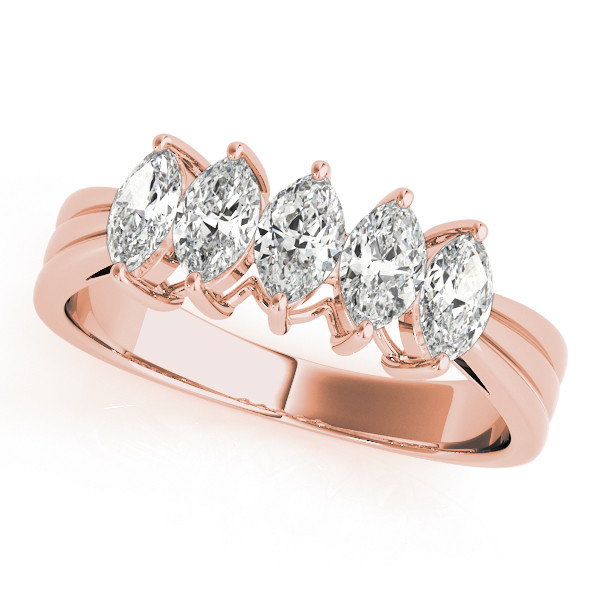 Lab Grown Rose Gold Prong-Set 5 Stone Diamond Ring