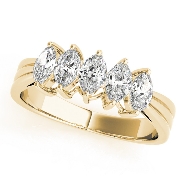 Lab Grown Yellow Gold Prong-Set 5 Stone Diamond Ring