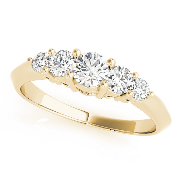 Rowya Lab Grown Yellow Gold Prong 5 Stone Diamond Ring